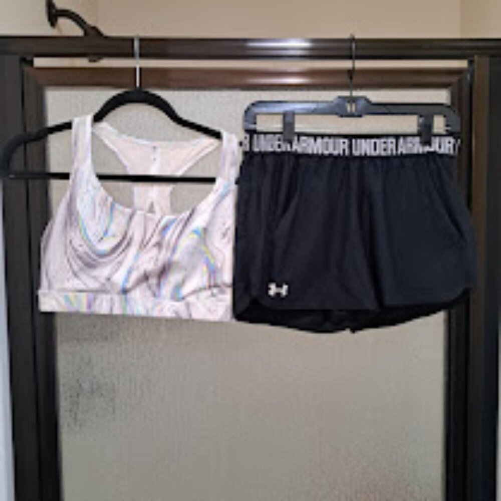 Under Armour‎ Athleta exercise set shorts and Athleta Sports Bra Medium